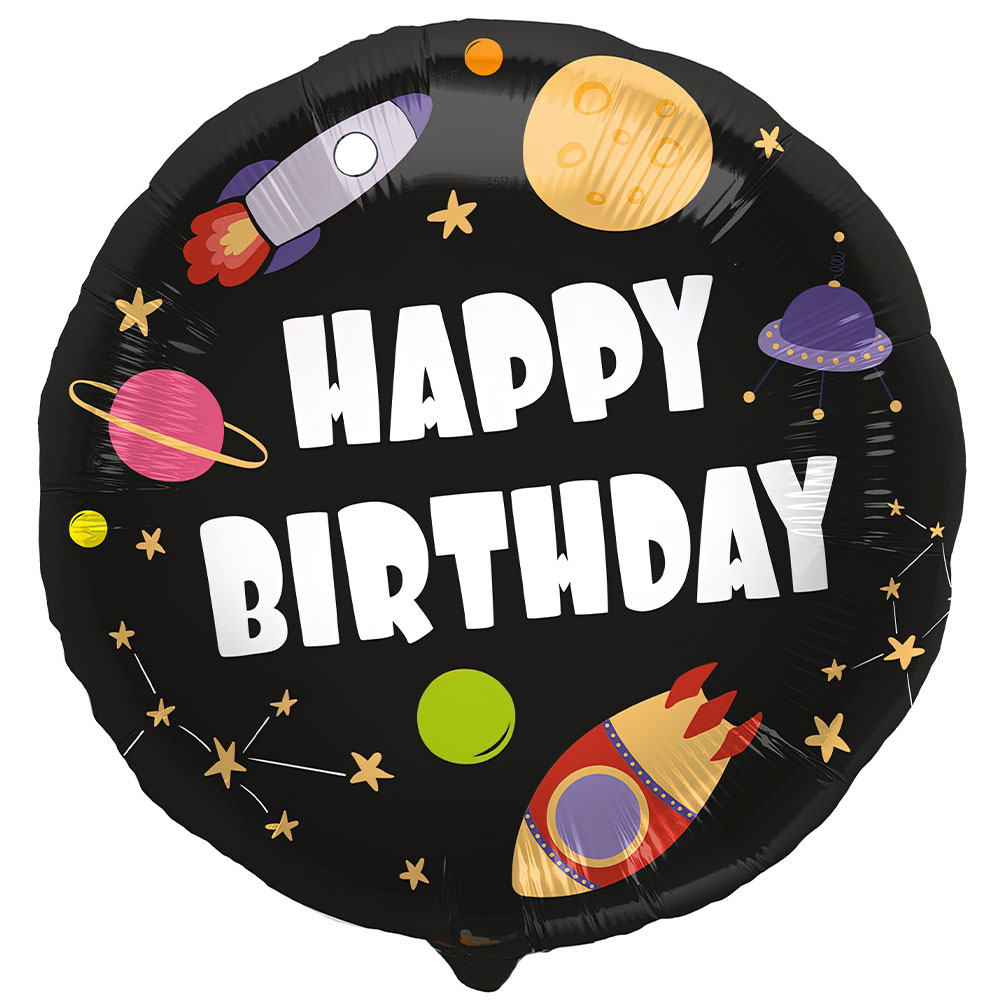 Läs mer om Folieballong Happy Birthday Rymden