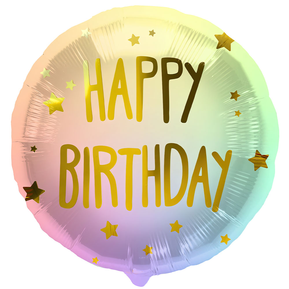 Läs mer om Folieballong Happy Birthday Stjärnor Pastell