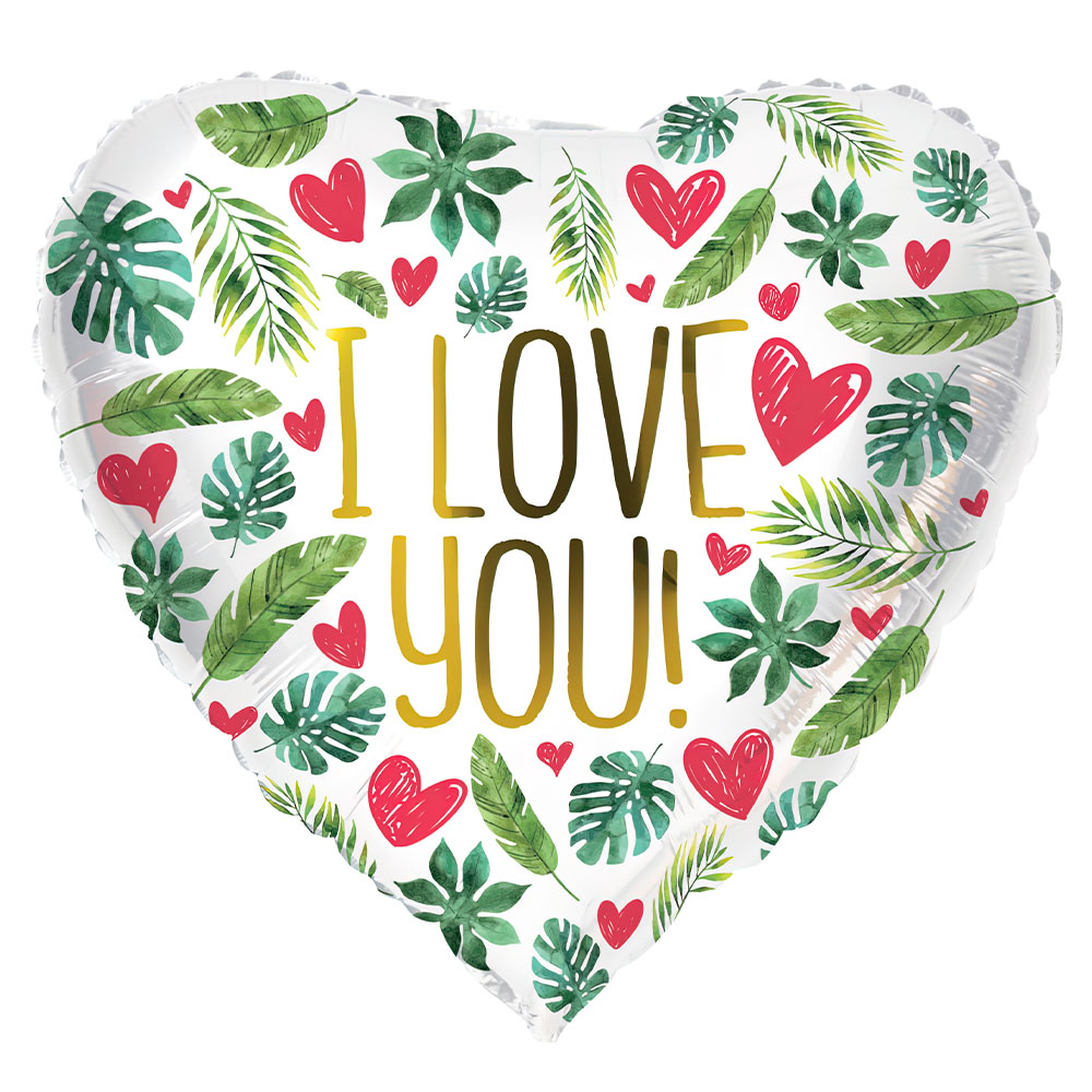 Läs mer om Folieballong Hjärta I Love You Växter