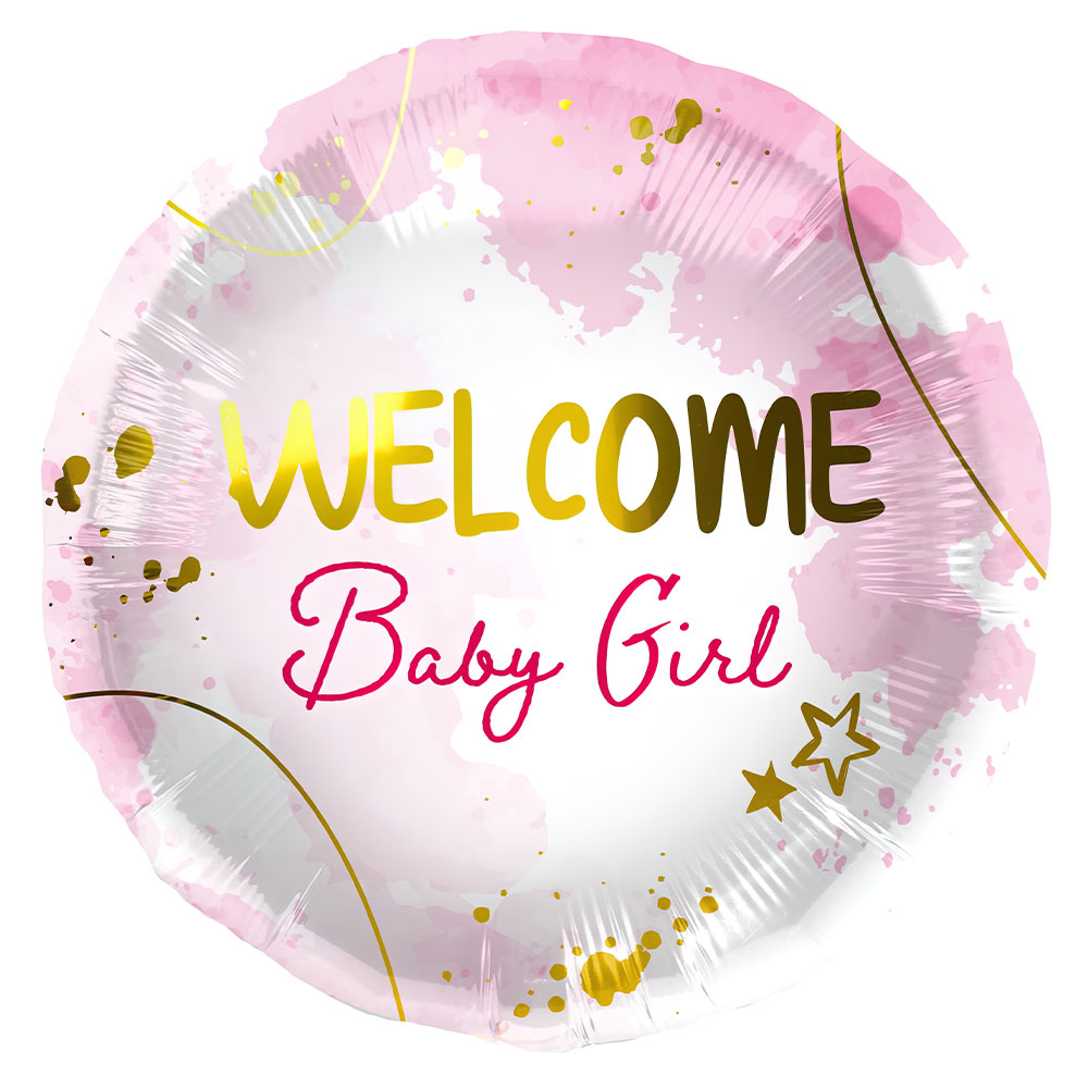 Läs mer om Folieballong Welcome Baby Girl