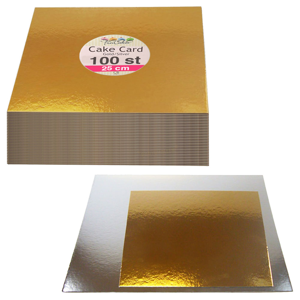 Fyrkantiga Tårtbrickor Guld & Silver 25 cm 100-pack