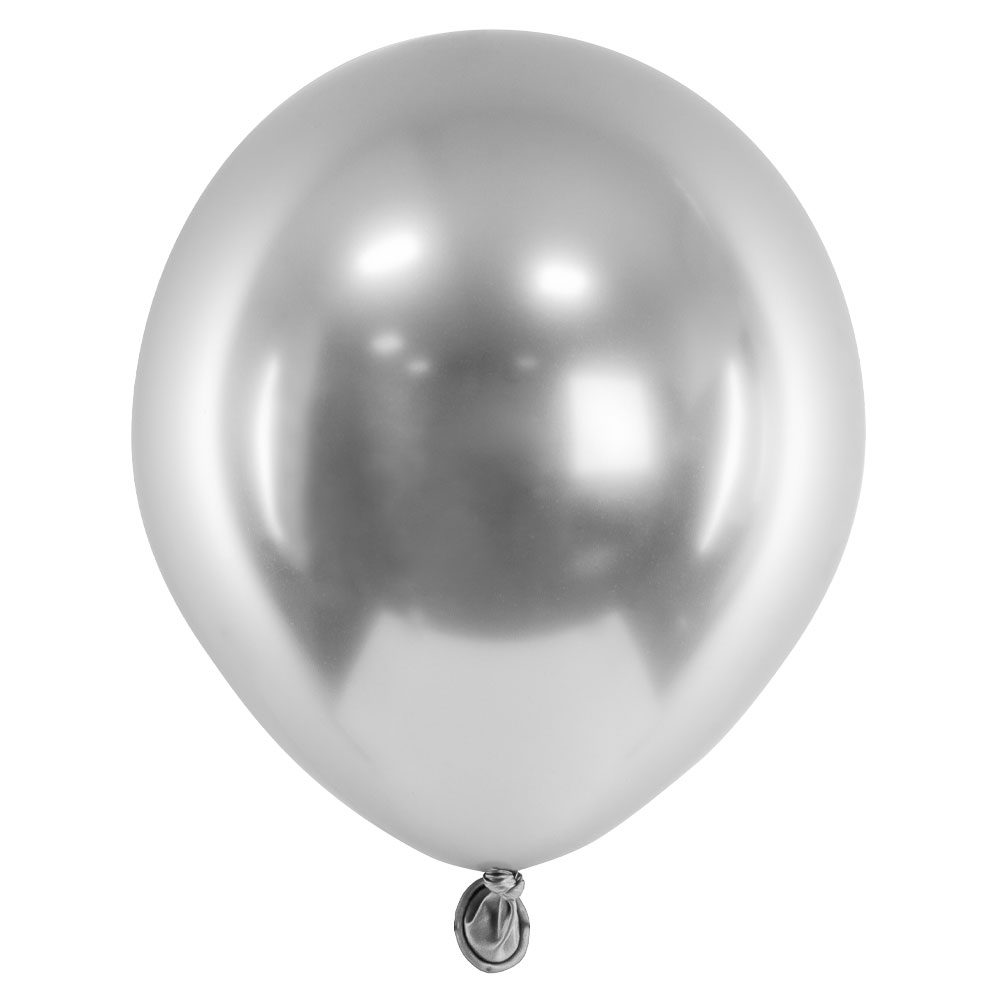 Glansiga Miniballonger Silver 50-pack