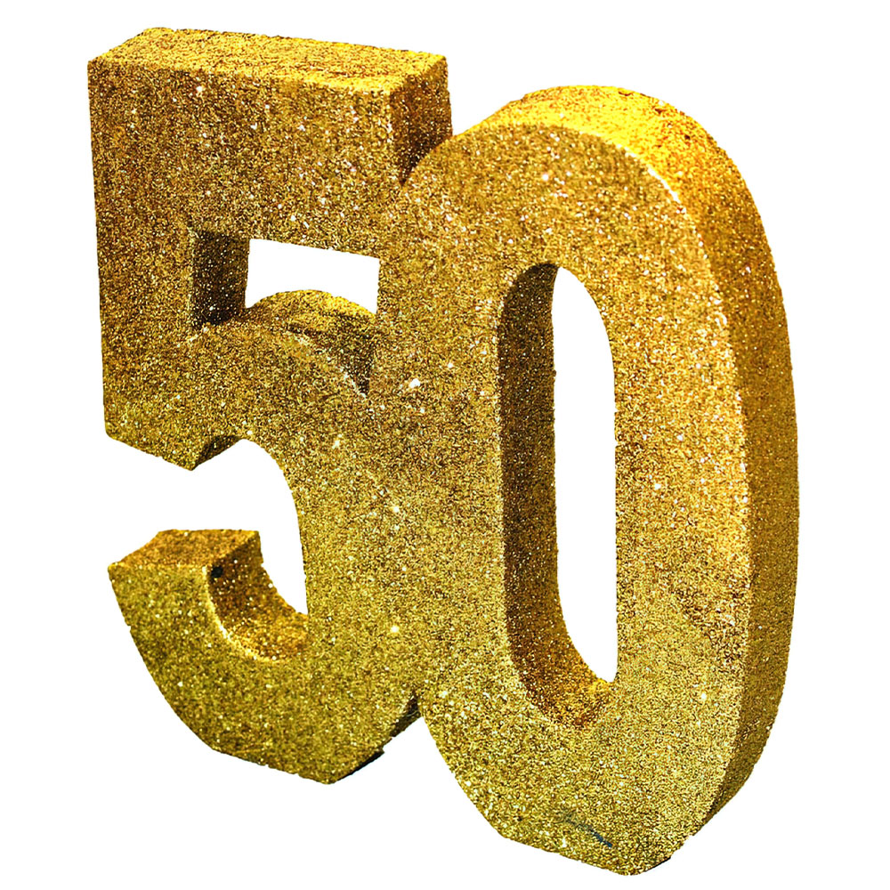 Läs mer om Glittrig 50 Års Dekoration Guld
