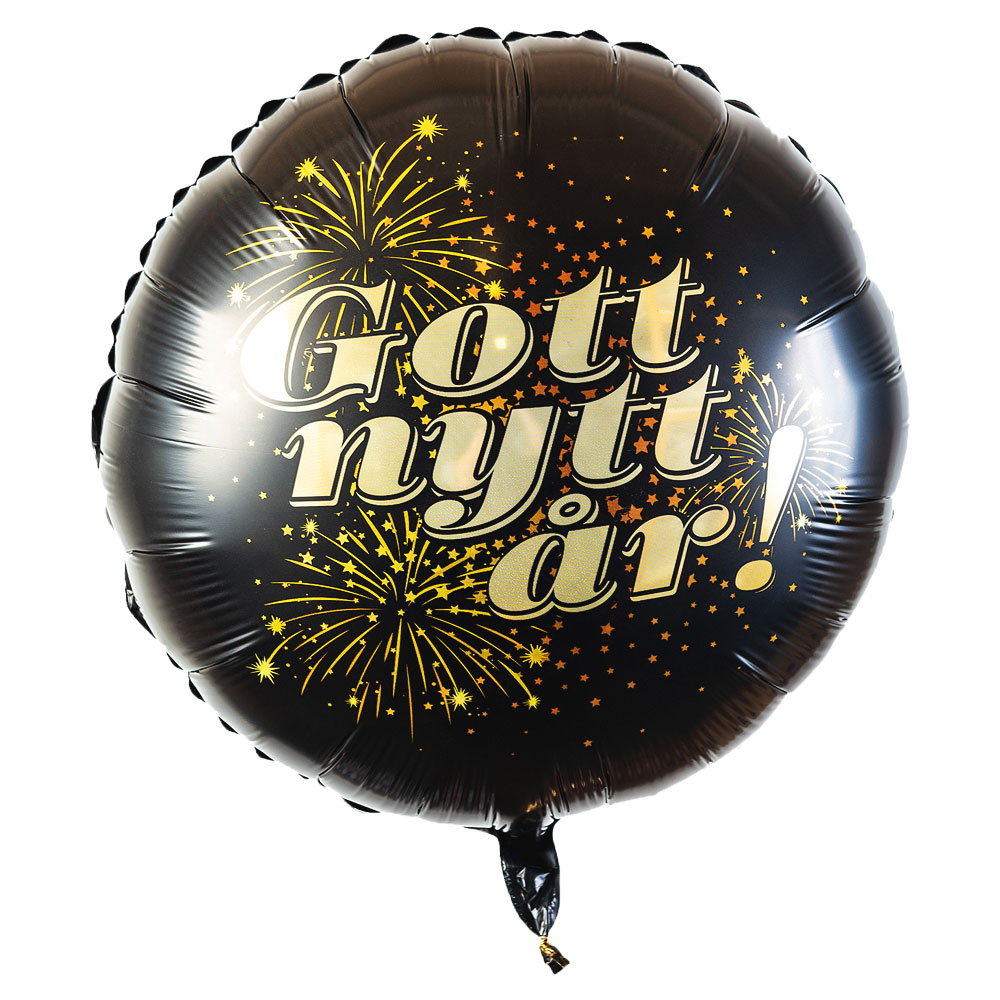 Läs mer om Gott Nytt År Folieballong Svart & Guld