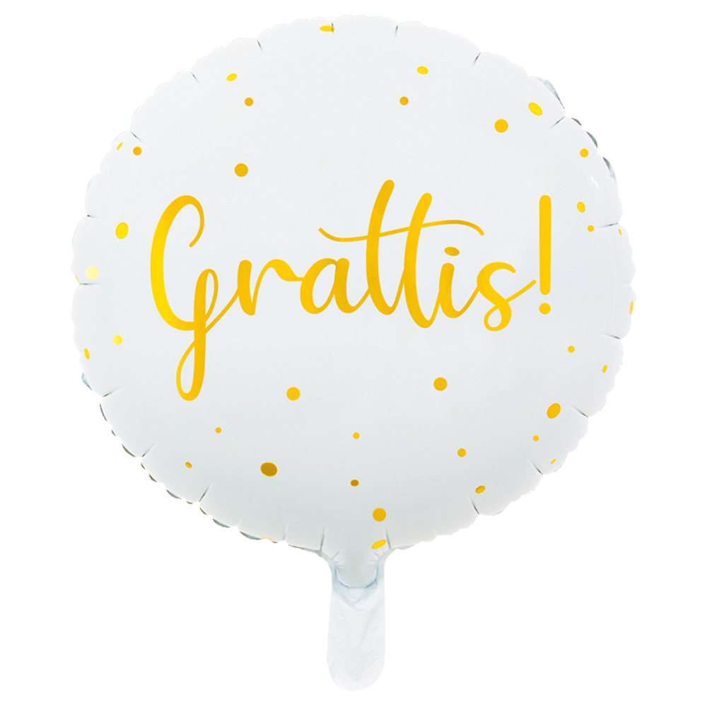 Läs mer om Grattis Folieballong Guld & Vit