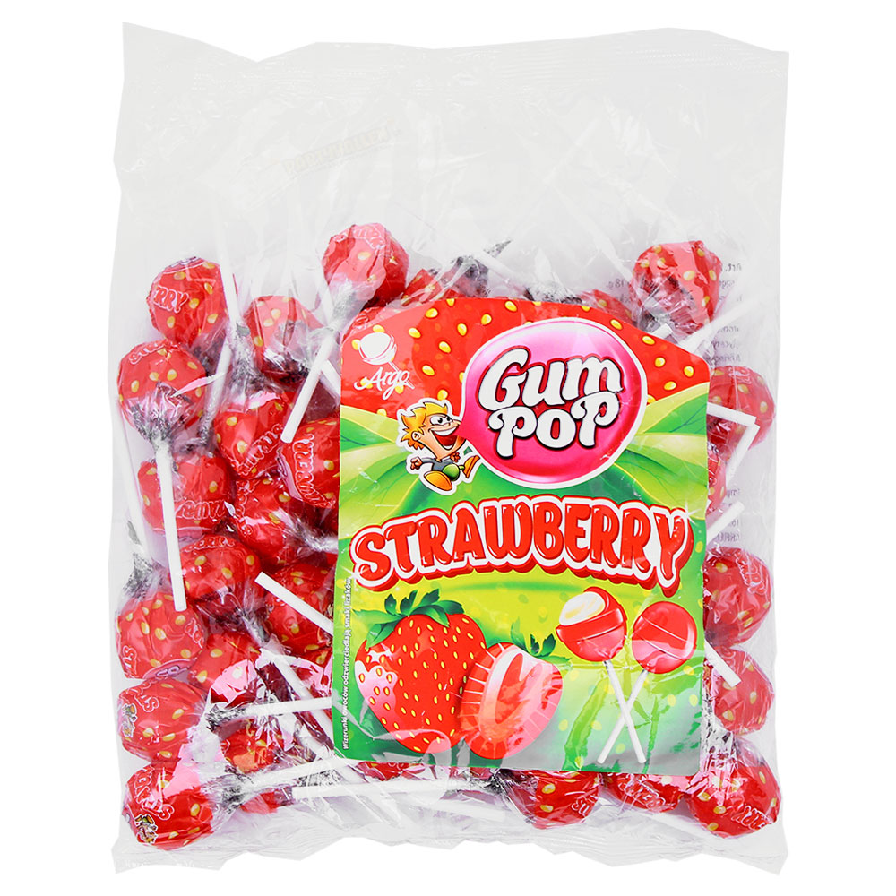 Läs mer om Gum Pop Jordgubb Godisklubbor 48-pack