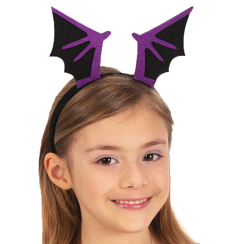 Halloween Diadem Fladdermusvingar Svart/Lila Barn