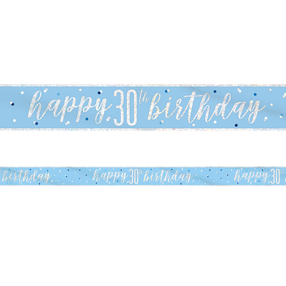 Läs mer om Happy 30th Birthday Banderoll Blå & Silver