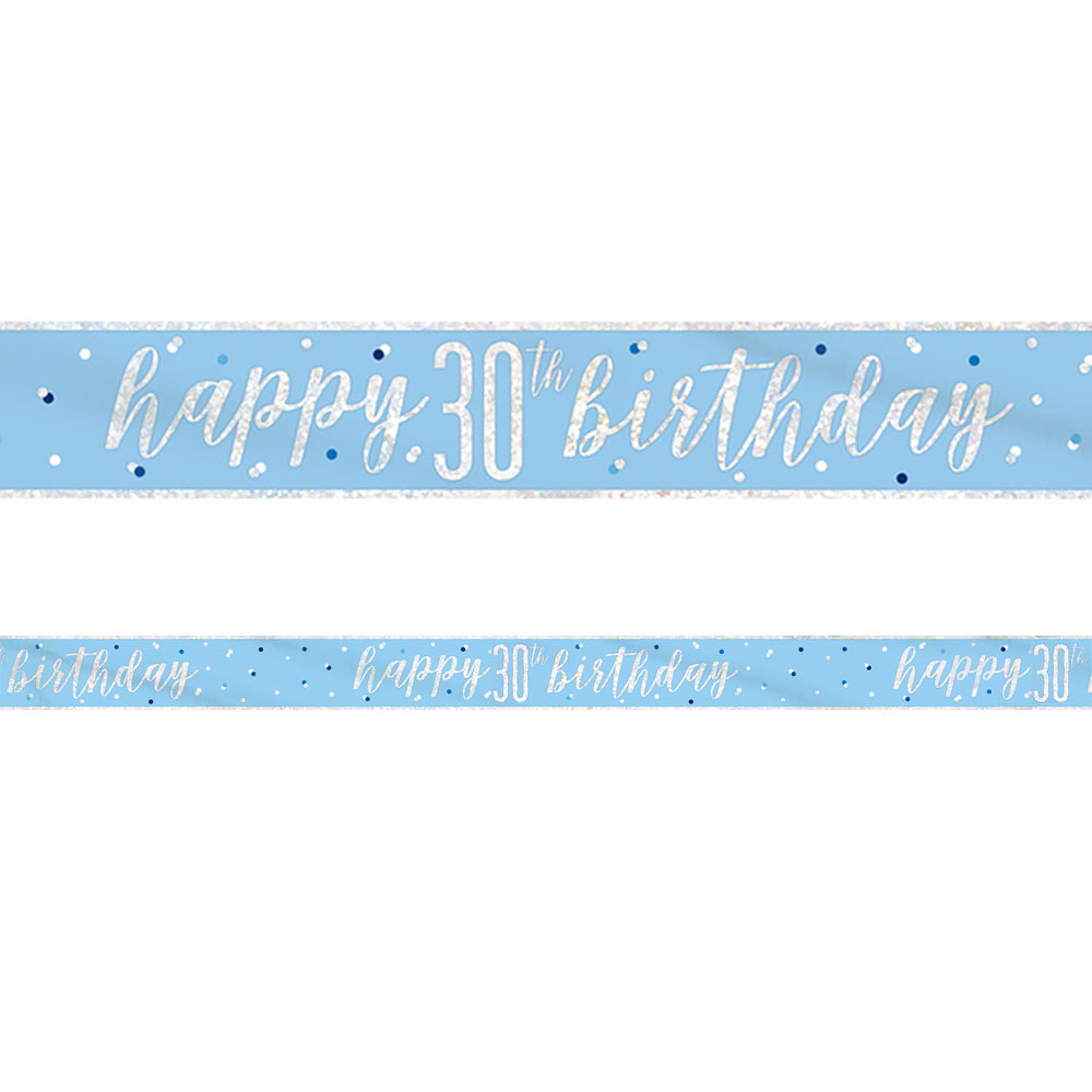 Happy 30th Birthday Banderoll Blå & Silver