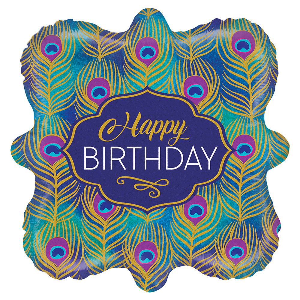 Läs mer om Happy Birthday Ballong Glitter Peacook