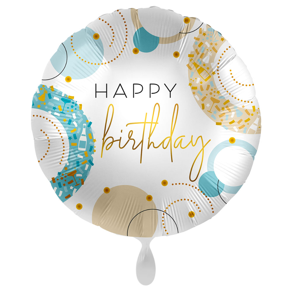 Läs mer om Happy Birthday Ballong Golden Blue