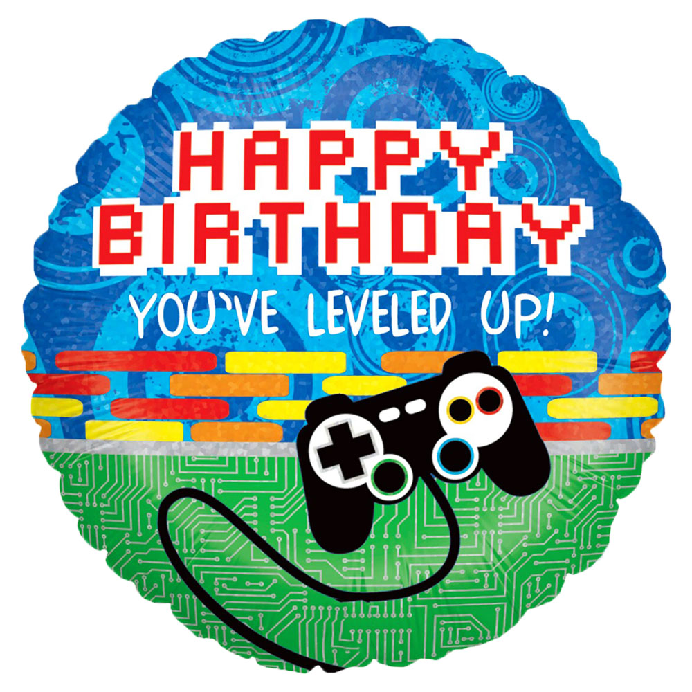 Läs mer om Happy Birthday Ballong Youve Leveled Up