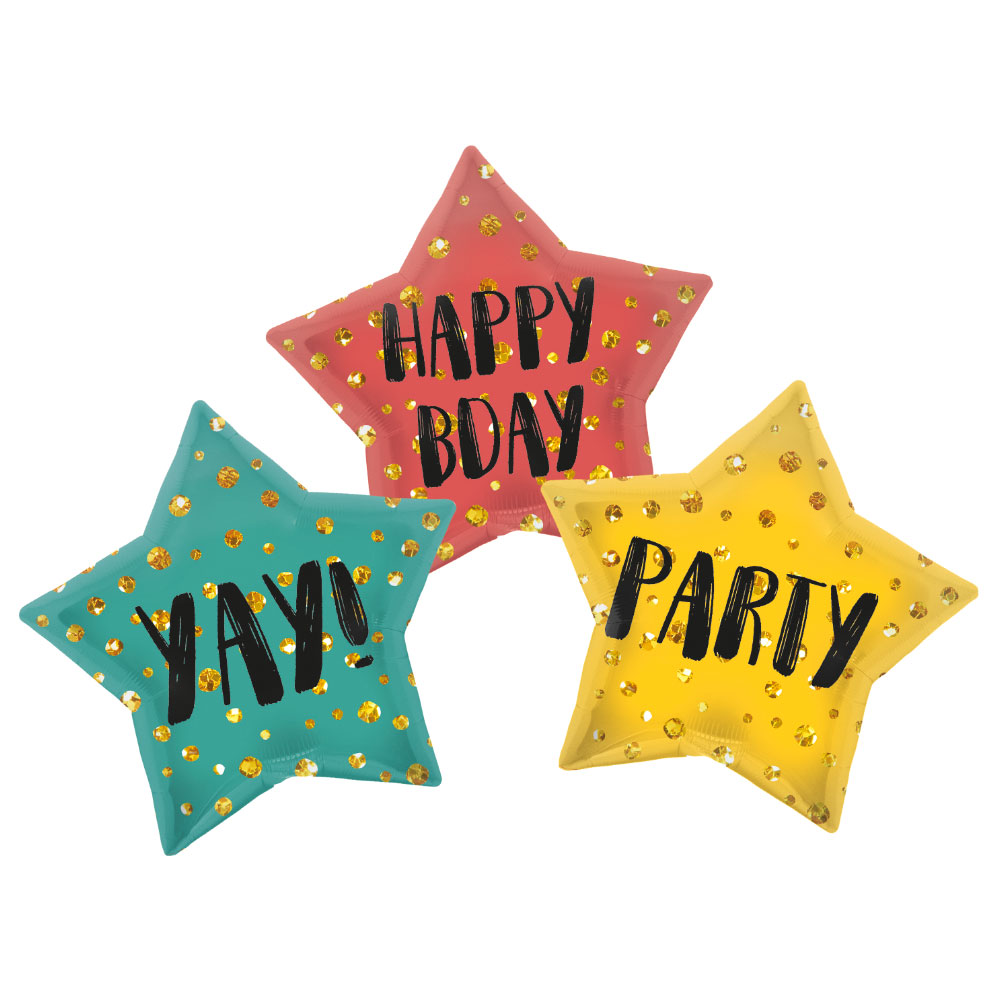 Läs mer om Happy Birthday Folieballong Kit Stjärnor