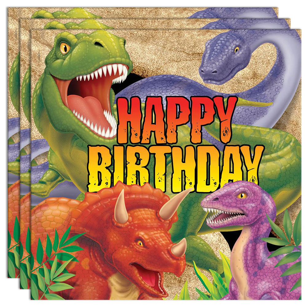 Läs mer om Happy Birthday Servetter Dino Blast