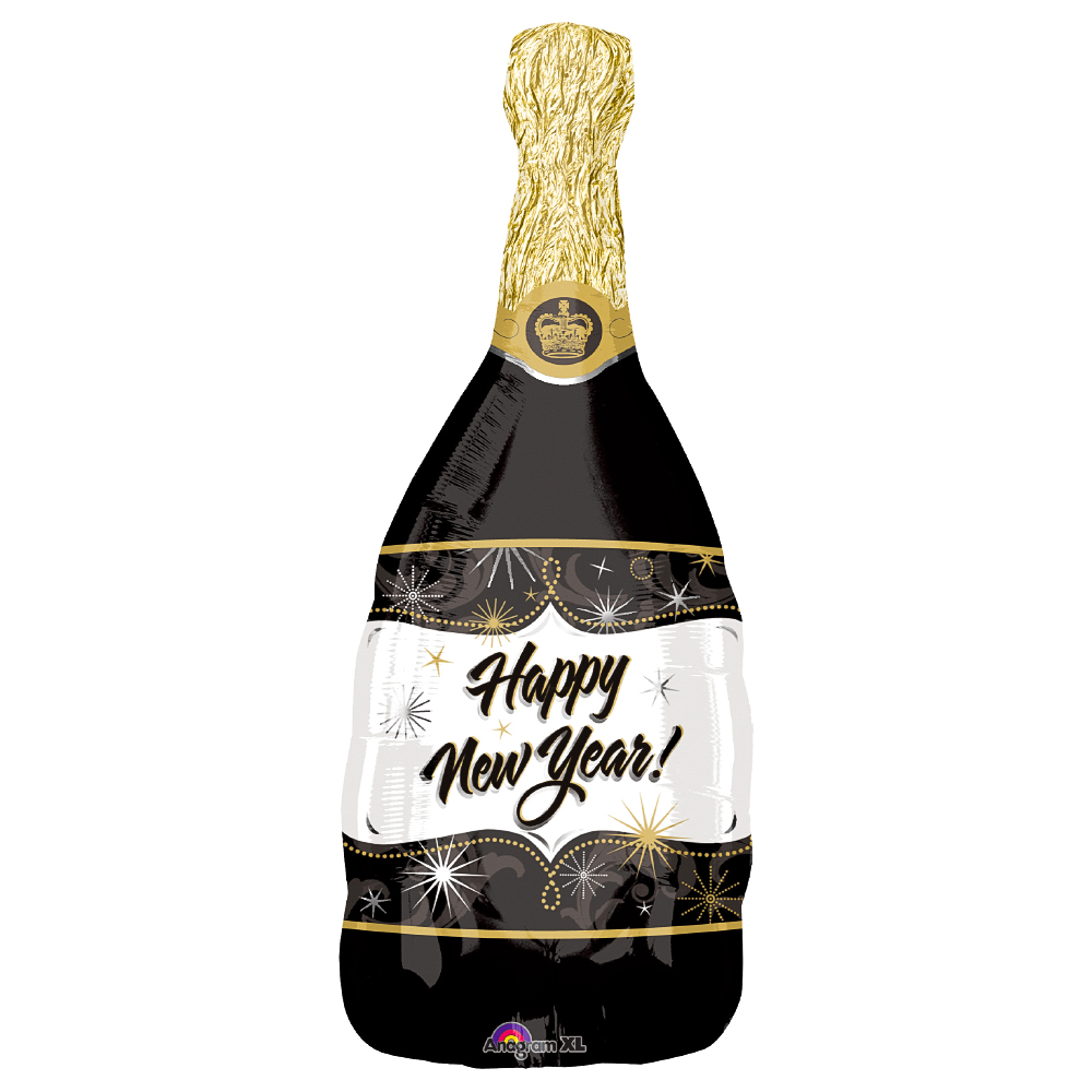 Läs mer om Happy New Year Champagneflaska Ballong