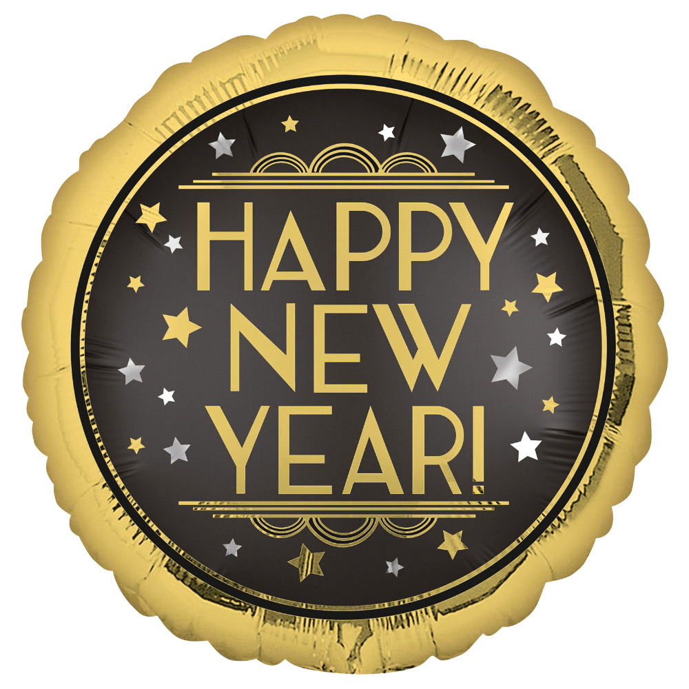 Happy New Year Folieballong Guld
