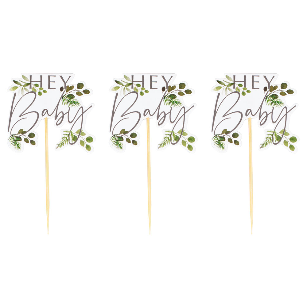 Hey Baby Cupcake Toppers | Festartiklar//Dekoration//Baby Shower//KALASTEMAN//Baby Shower Dekoration//Dop//Dop Dekoration//Party Picks | PartyOutlet