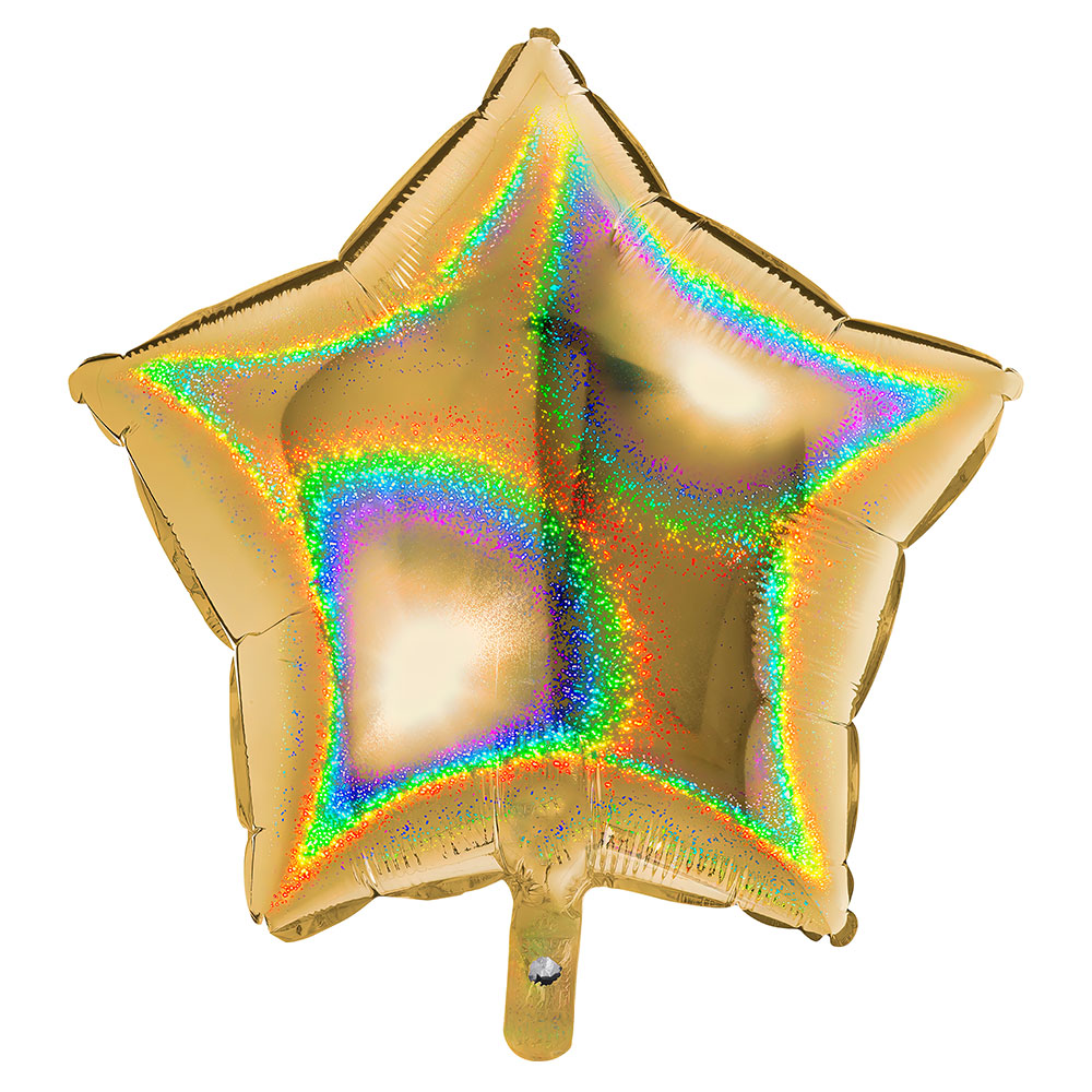 Läs mer om Holografisk Folieballong Stjärna Guld