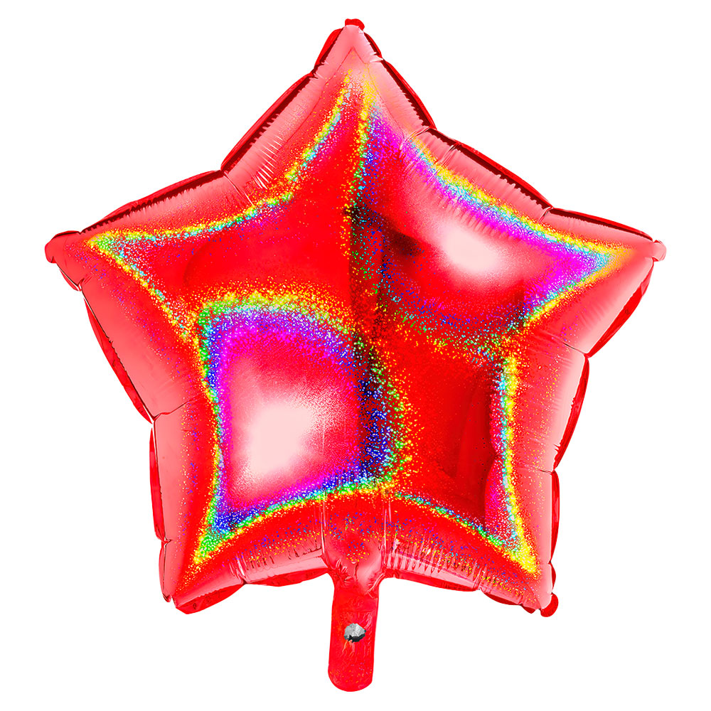 Läs mer om Holografisk Folieballong Stjärna Röd