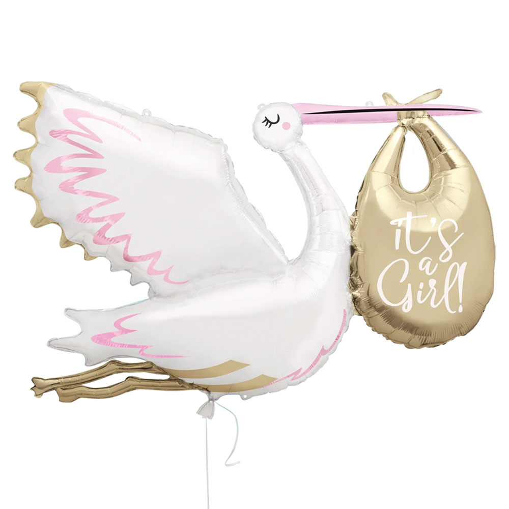 Läs mer om Its a Girl Folieballong Stork