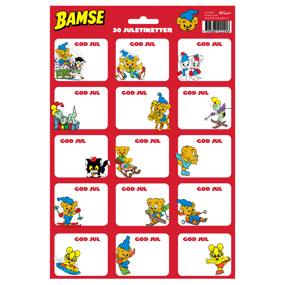 Juletiketter Stickers Bamse