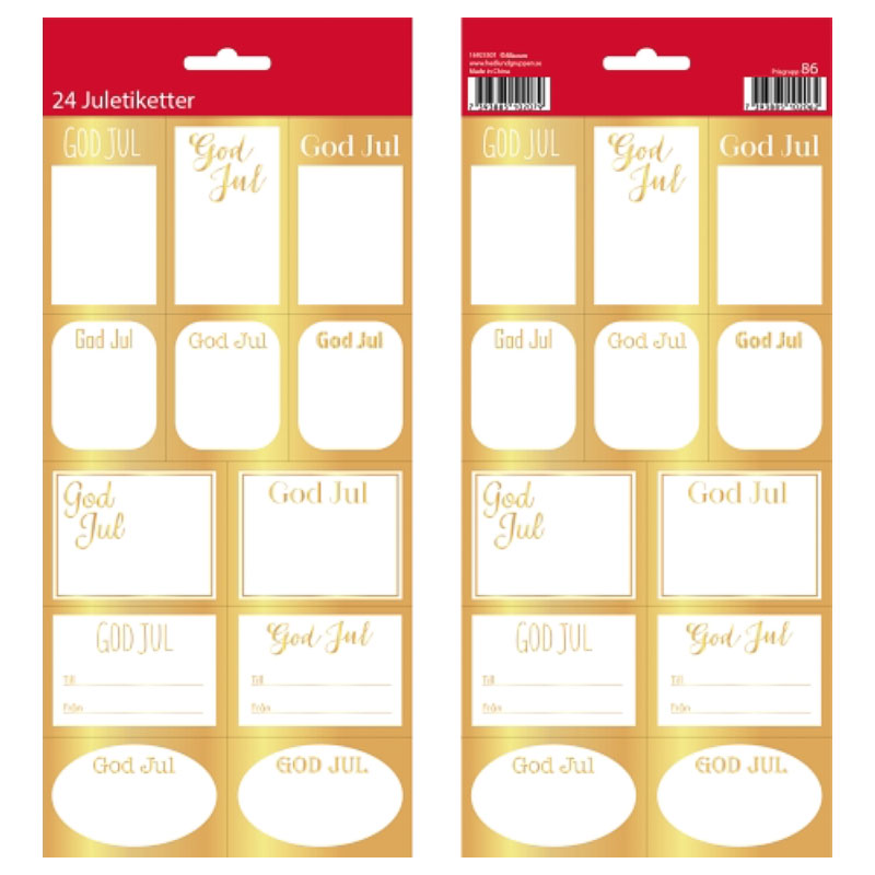 Juletiketter Stickers Guld Metallic