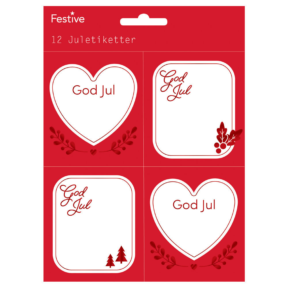 Läs mer om Juletiketter Stickers Röd