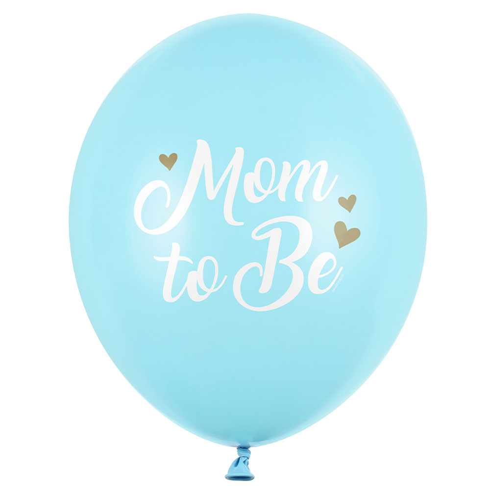 Läs mer om Latexballonger Mom to Be Ljusblå 50-pack