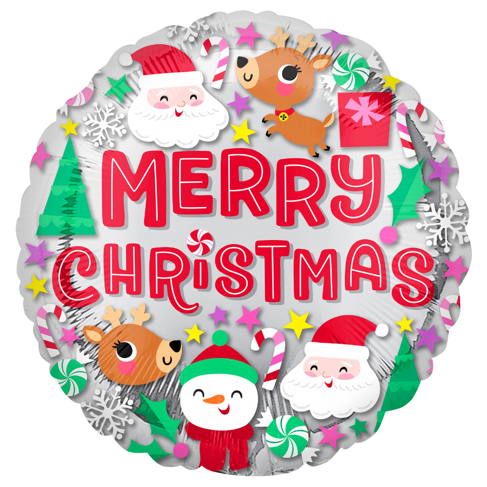Merry Christmas Folieballong Silver