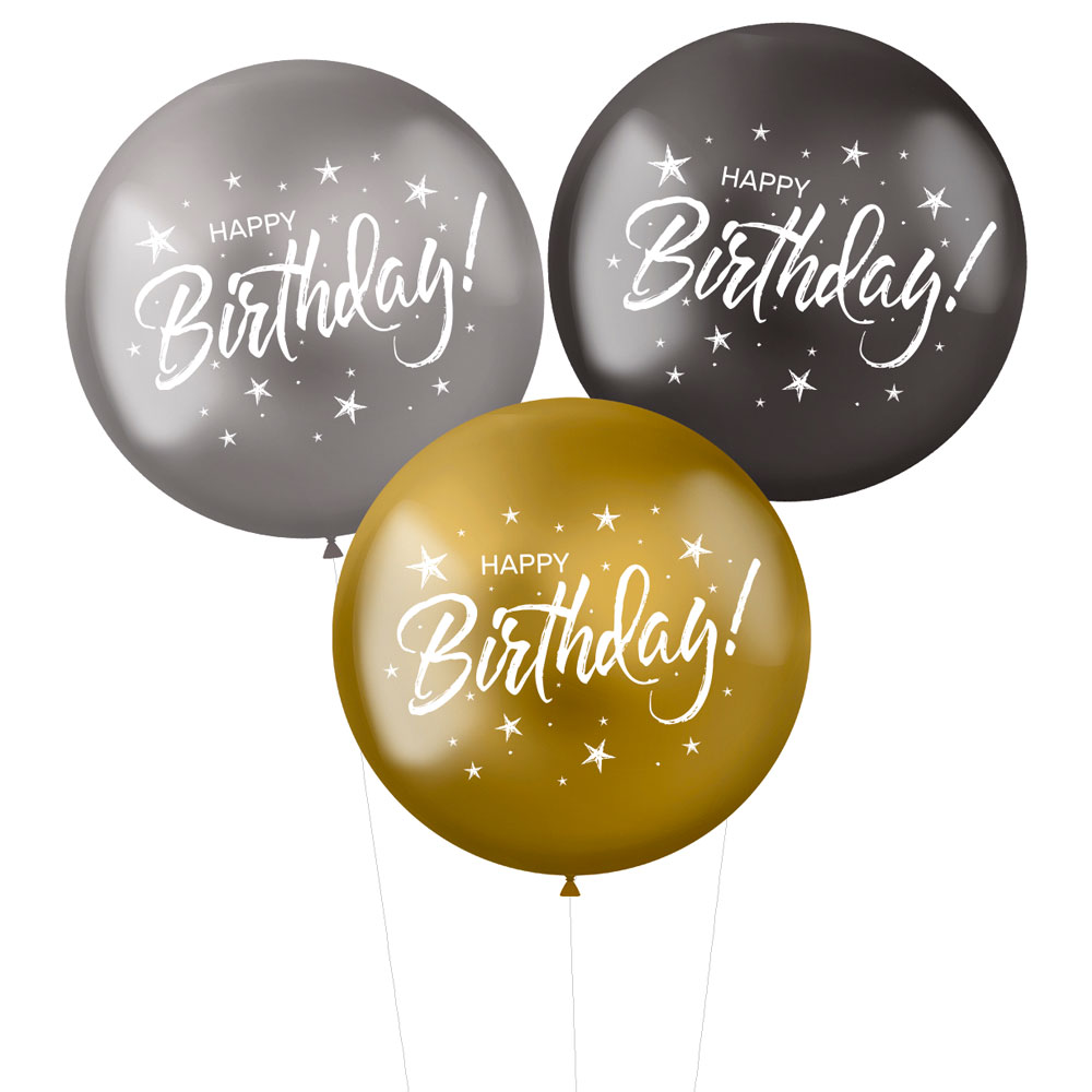 Läs mer om Metal Shine Ballonger XL Happy Birthday