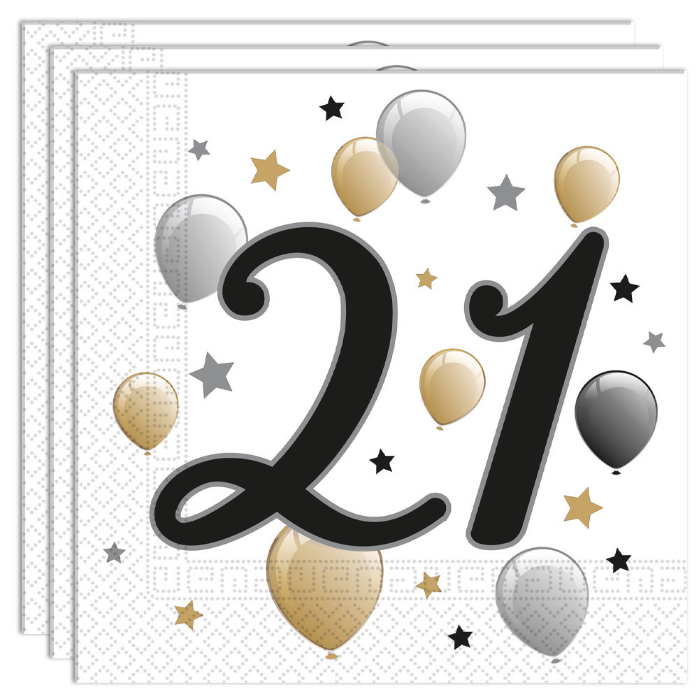 Läs mer om Milestone Happy Birthday 21 Års Servetter
