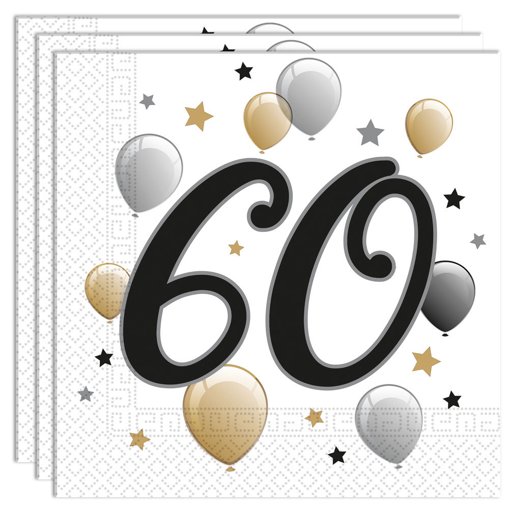 Läs mer om Milestone Happy Birthday 60 Års Servetter