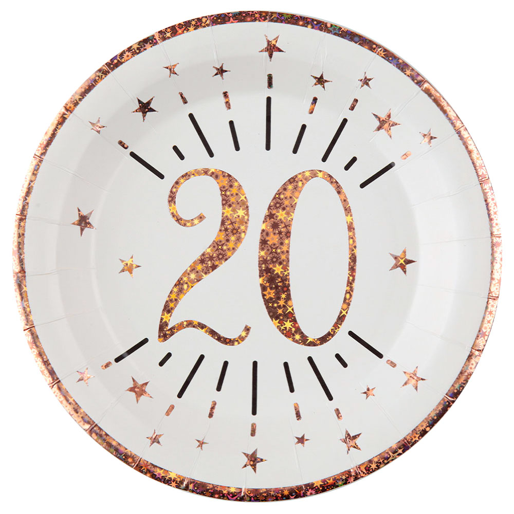 Läs mer om Papptallrikar 20 År Birthday Party Roseguld
