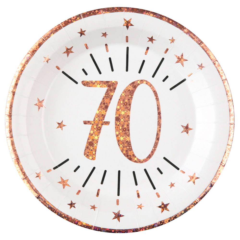Läs mer om Papptallrikar 70 År Birthday Party Roseguld