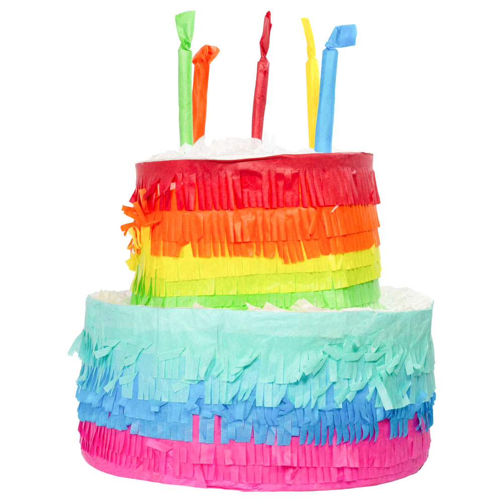 Läs mer om Pinata Regnbågs Tårta med Ljus