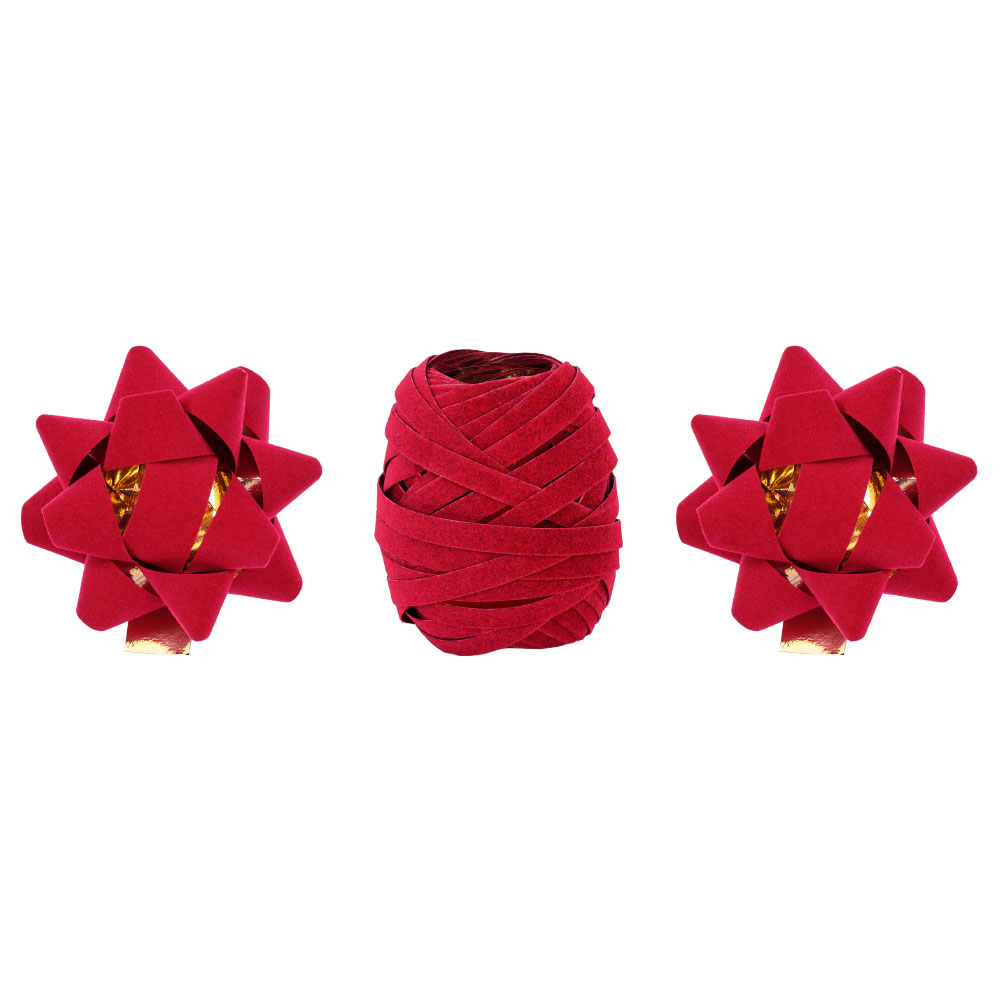 Presentsnöre och Rosetter Set Röd