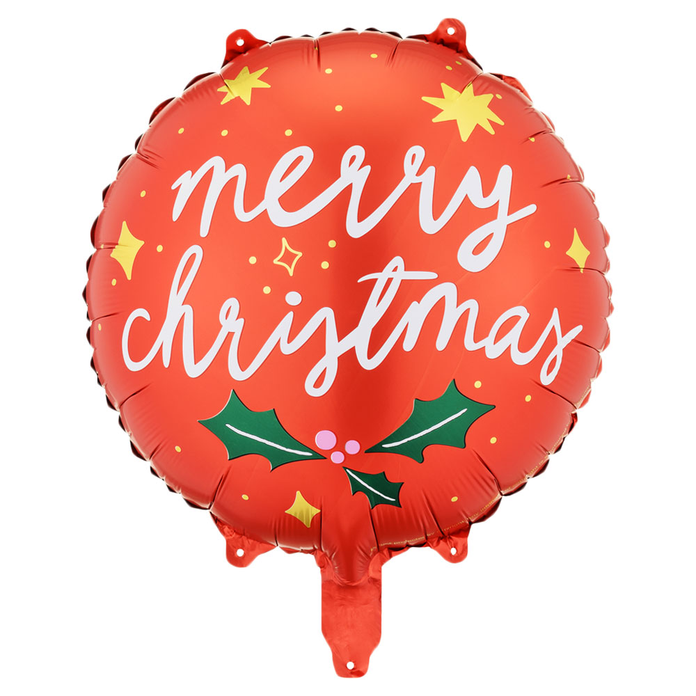 Läs mer om Rund Folieballong Merry Christmas