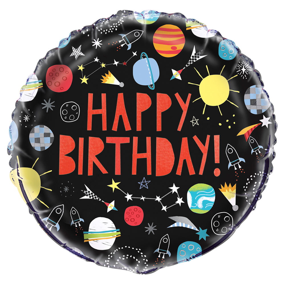 Läs mer om Rymden Folieballong Happy Birthday Outer Space