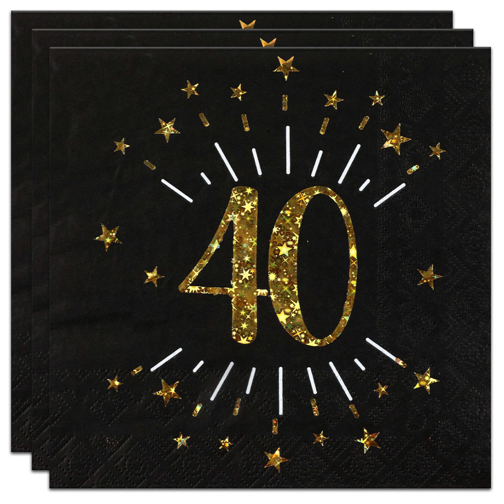 Servetter 40 År Birthday Party Guld