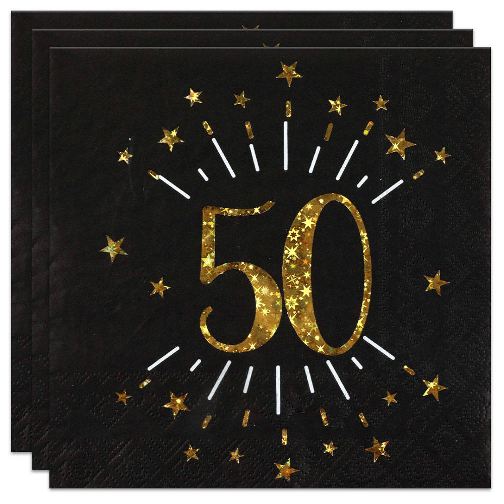 Läs mer om Servetter 50 År Birthday Party Guld