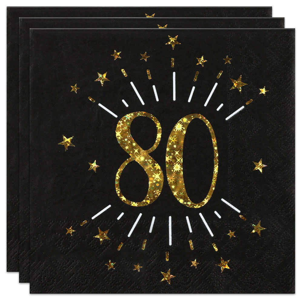 Servetter 80 År Birthday Party Guld