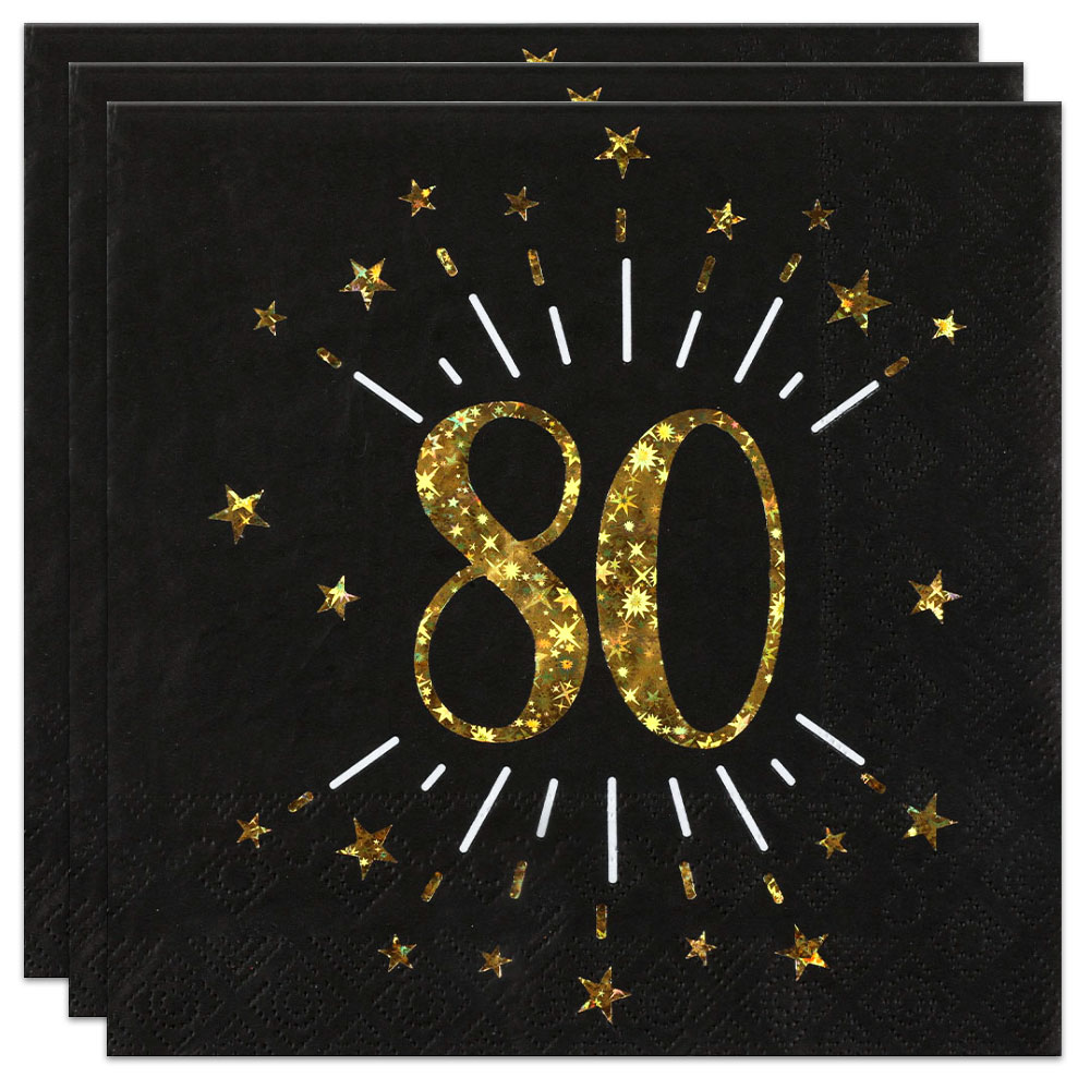 Servetter 80 År Birthday Party Guld