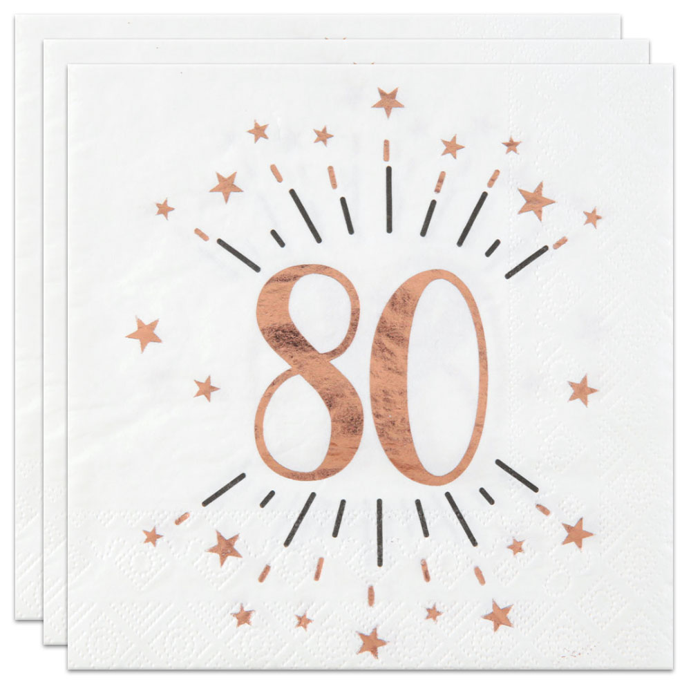 Läs mer om Servetter 80 År Birthday Party Roseguld