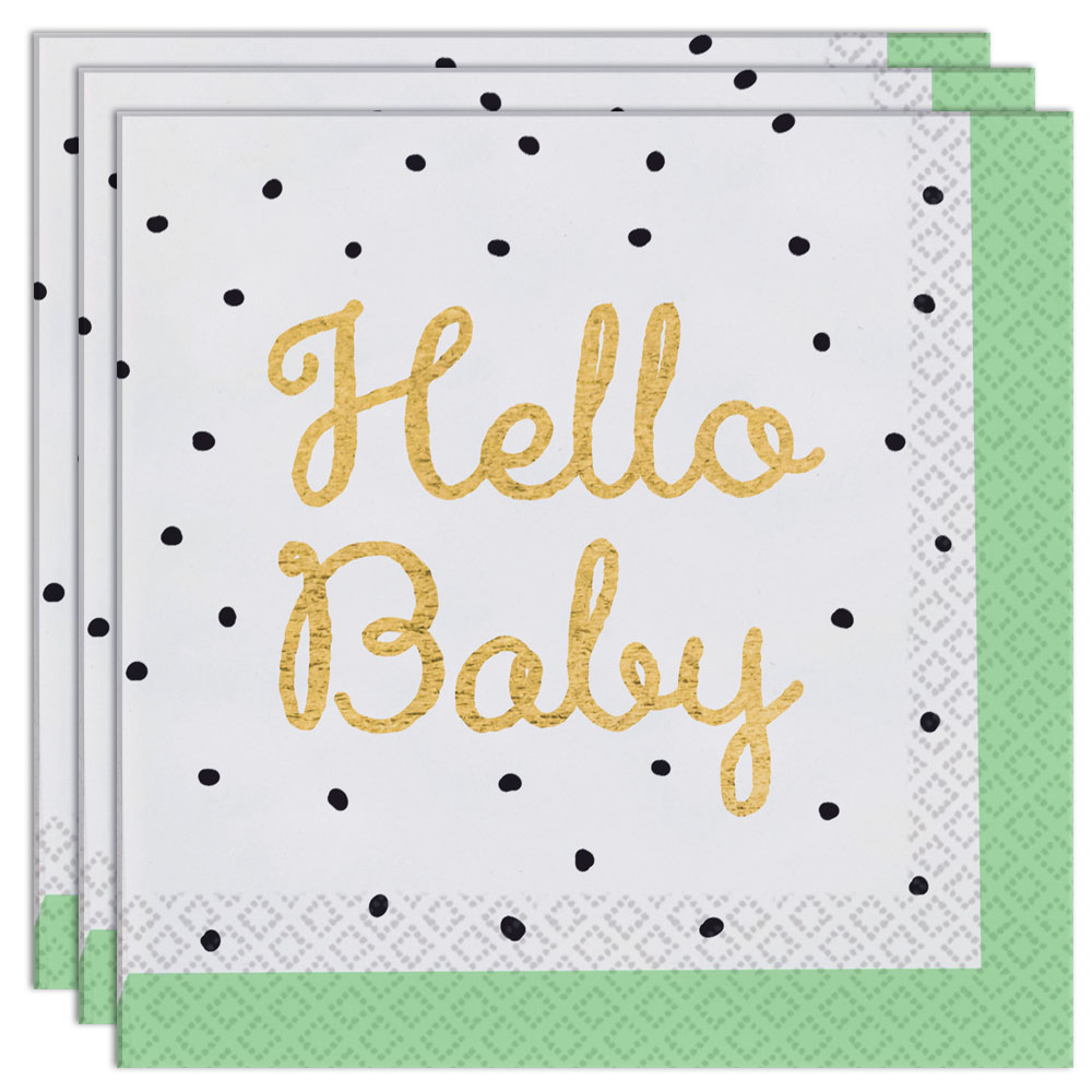 Servetter Hello Baby Grön/Vit