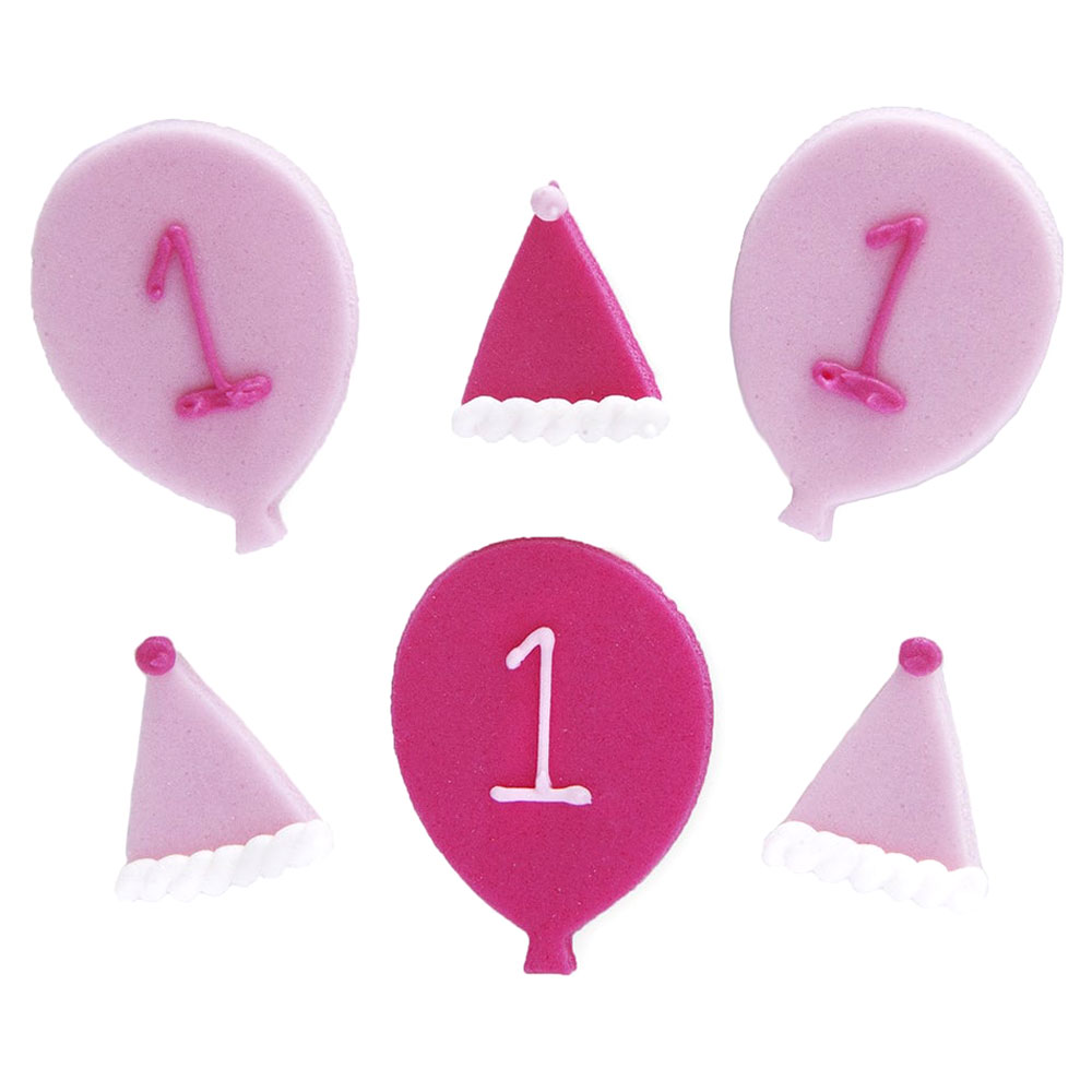 Sockerdekorationer 1st Birthday Rosa