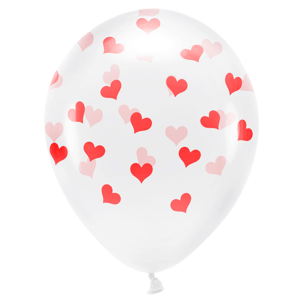 Transparenta Ballonger med Röda Hjärtan