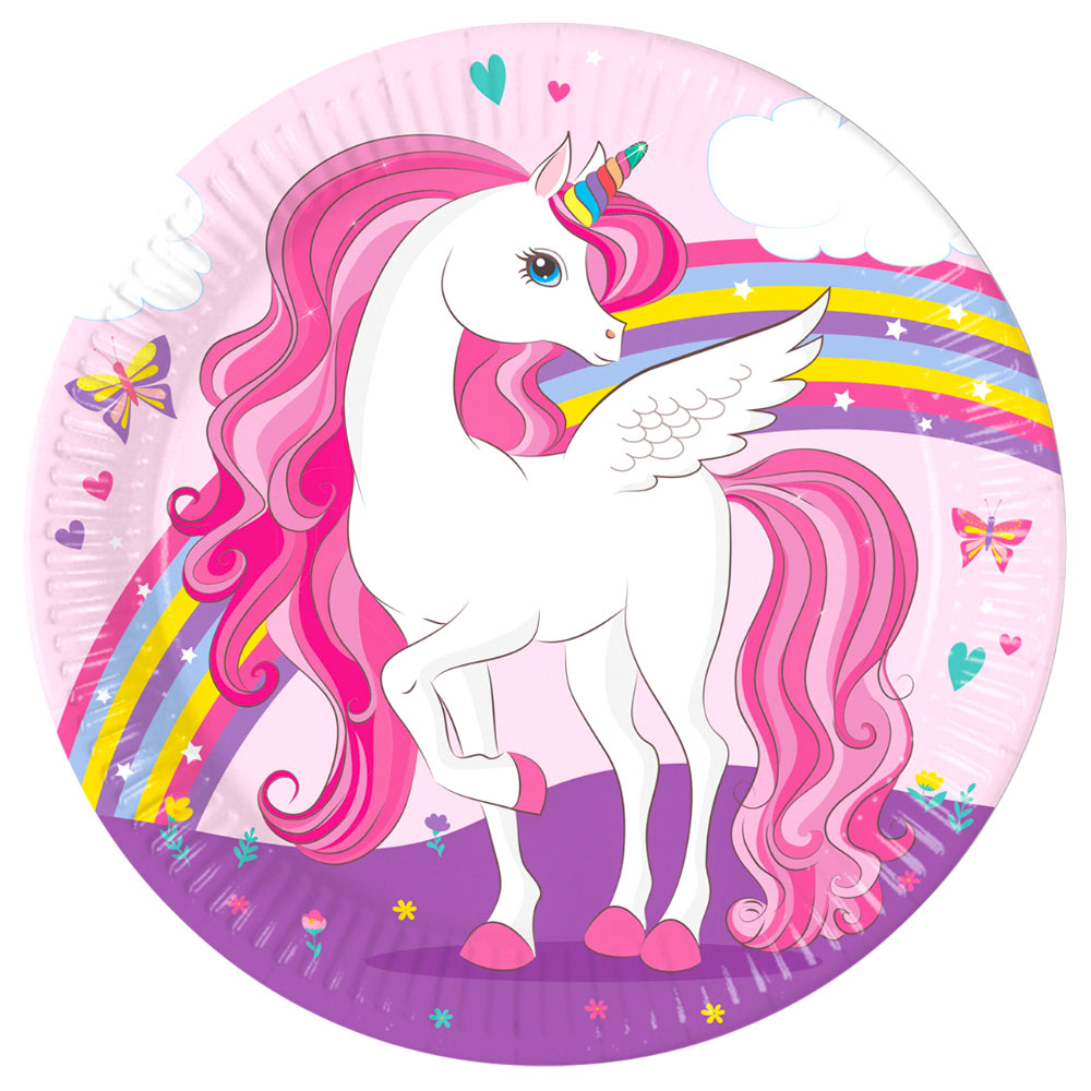 Läs mer om Unicorn Rainbow Papperstallrikar