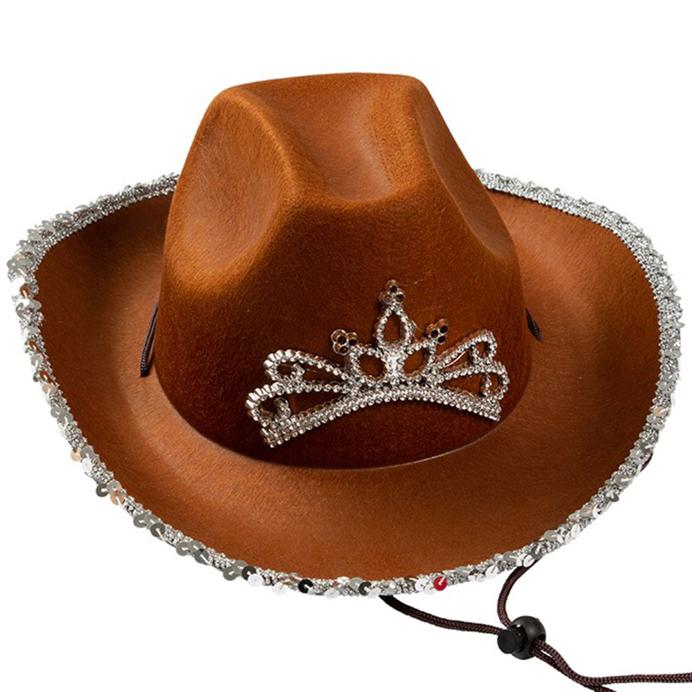 Läs mer om Cowboyhatt med Glitter Brun