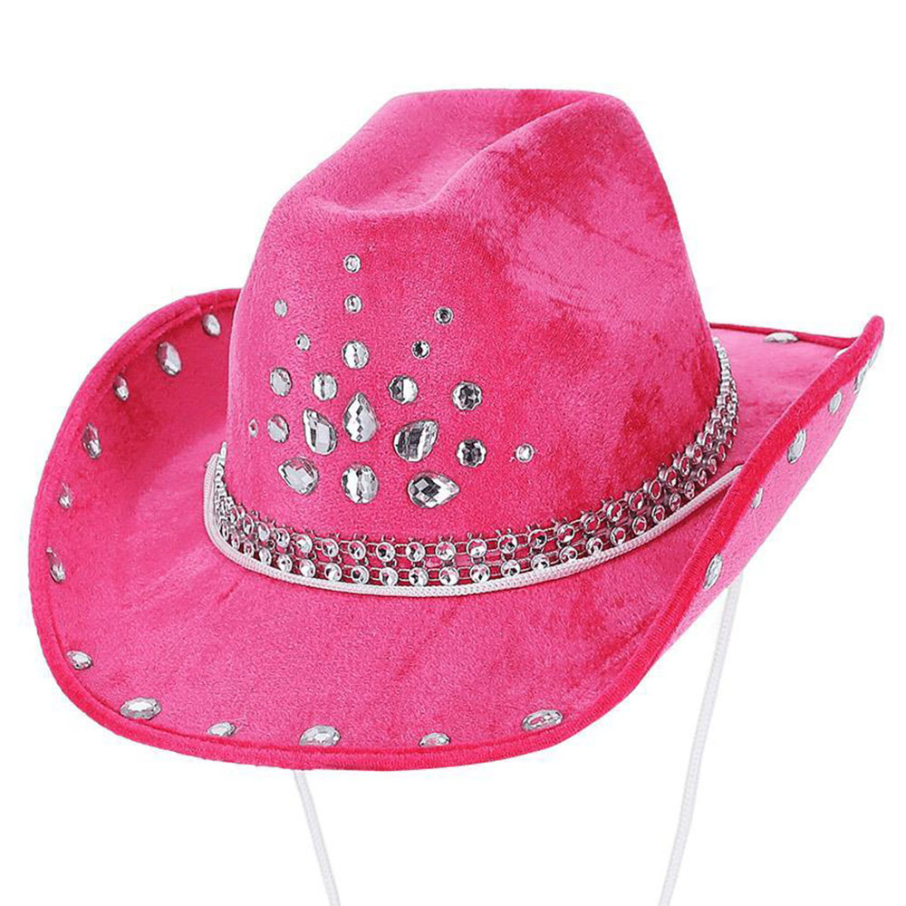 Läs mer om Cowboyhatt med Strass Rosa