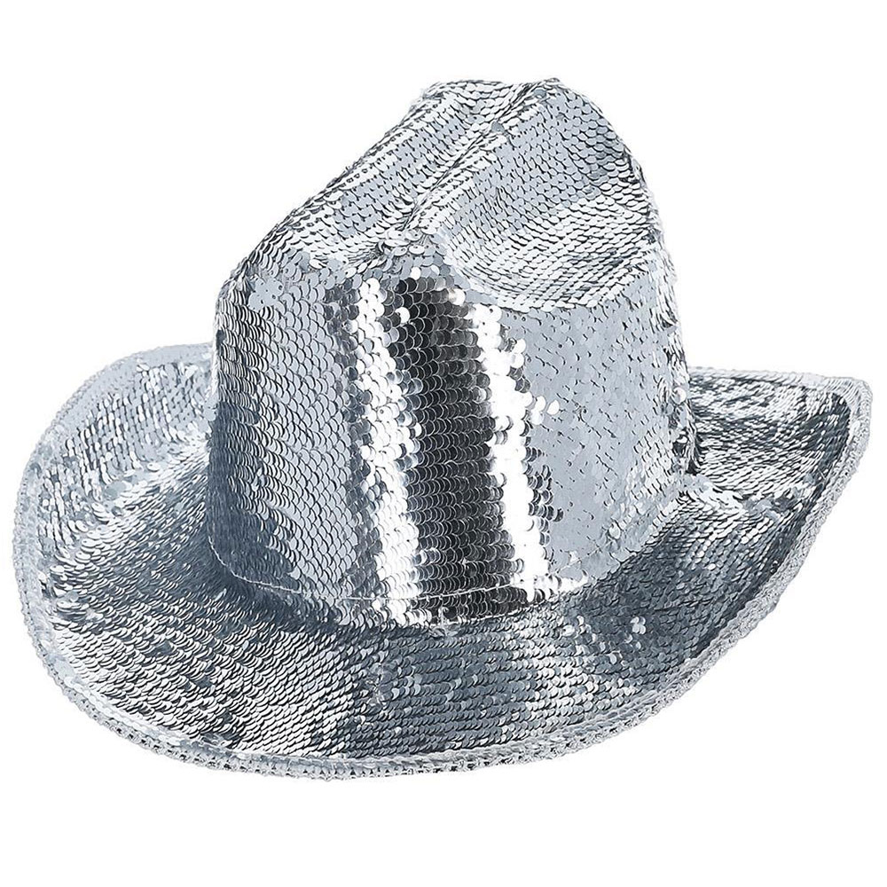 Läs mer om Cowboyhatt Paljetter Silver
